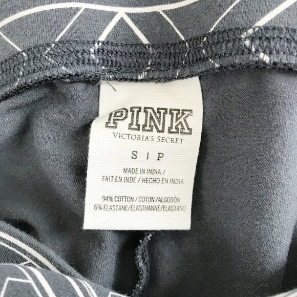 PINK Victoria's Secret VS Dog Small Gray White Cotton Geometric Stretch Leggings - Picture 10 of 10